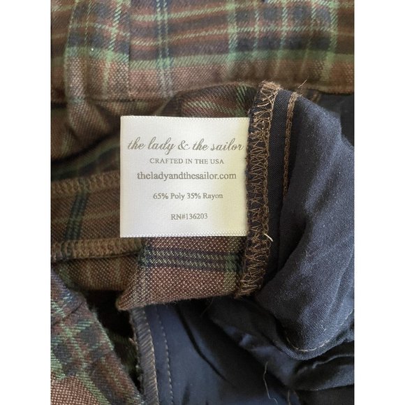 THE LADY & THE SAILOR Plaid‎ Straight Leg Pant in Brown Green Size 2 - Picture 6 of 6